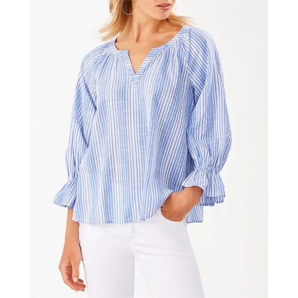 Tommy Bahama Tops - Tommy Bahama Montauk Blue Stripe Top Sz S